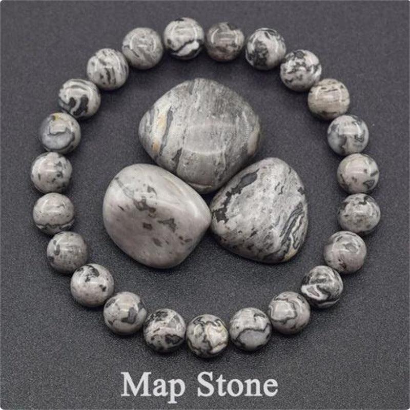 Detailed view of the Map Stone bracelet, capturing its unique map-like lines and grounding essence.